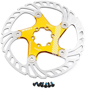 Fahrrad Schwimmscheibe Bremsscheibe 140mm 160mm 180mm 203mm Edelstahl Bremsscheibe Wärmeableitung 6 Schrauben Rotor for Rennrad MTB BMX Fahrrad (Color : Gold, Size : 140mm)