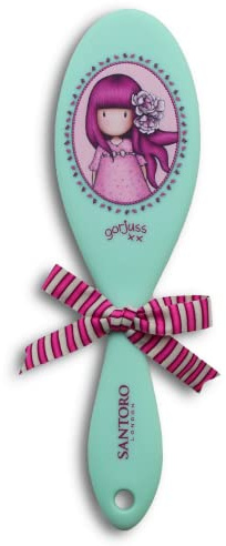 Santoro Gorjuss Spazzola Ovale Stampata per Bambina, Spazzola per Bambina, Collezione Cherry Blossom, Colore Turchese stampata