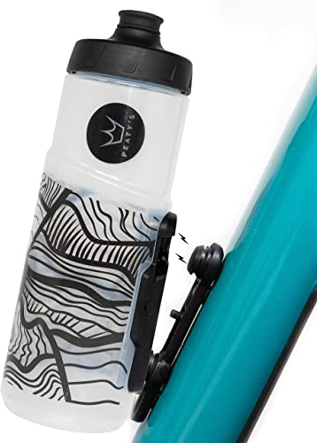 Peaty's x Fidlock Lockin Magnetische Fahrrad Trinkflasche mit Halter - 600 ml Trinkflasche für Fahrrad und Fidlock Halterung System, Premium-Alternative zu Halterung Getränkehalter, Twist & Release