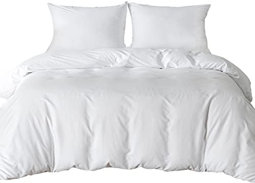 Good Nite Bettwäsche-Set für Doppelbett, Bettbezug mit 2 Kissenbezügen, weiche Mikrofaser-Polyester-Bettbezug-Sets (weiß)