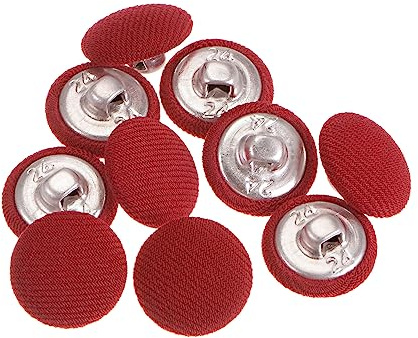 HARFINGTON 10pcs 24L Fabric Cloth Covered Button 15mm Metal Shank Round Sewing Buttons for Suits Dress Blouses, Red