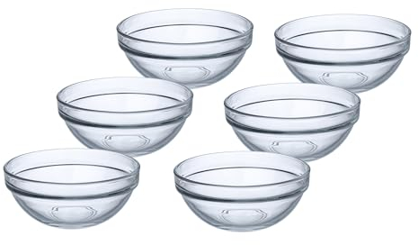 Provance Lot de 6 bols à sauce, en verre, à tapas, diamètre : 9 cm, polyvalents, pour tapas, desserts et collations, parfaits pour les tapas, les desserts et les collations, modernes et empilables