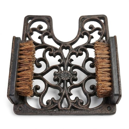 Lulu Decor, Cast Iron Boot Scraper with Brush, Antique Black