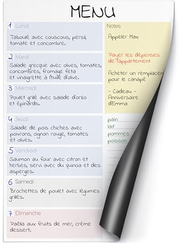 PACKLIST Tableau Magnétique Hebdomadaire. Planificateur Hebdomadaire Tableau Magnétique A4 au Design Coloré - Organisez Votre Vie, Repas et Activités Quotidiennes. Organisez Bien Votre Vie !