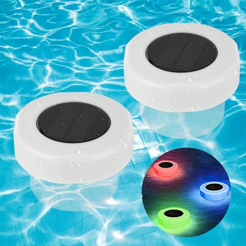 Palmcee 2pack Solar Pool Lights, 8 Modes Color Changing, Waterproof LED, 12*7.8cm/4.72*3.07inch, Outdoor, Pond
