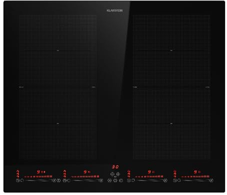 Klarstein 4 Zone Electric Induction Cooktop, 7200W, Touch Control, Slide Design, Ceramic Hobs