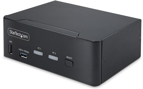 StarTech 2-Port Dual DisplayPort 1.4 KVM, 8K 60Hz, USB 3.2 10Gbps
