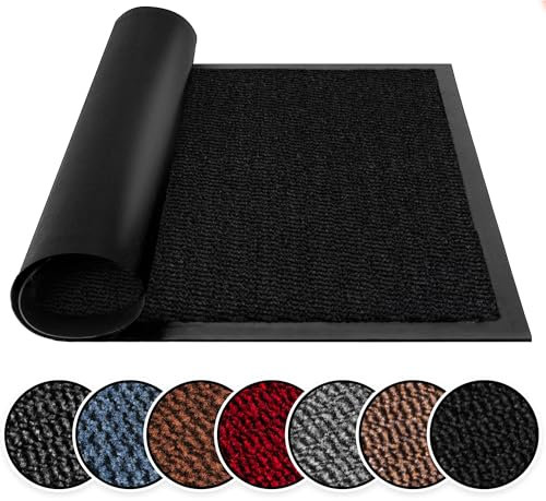 BLADO Washable Door Mats - Non-Slippery Heavy Duty Doormats - Stylish & Large Rubber Door Mat - Perfect Dust Grabbing Outdoor & Indoor (Black, 60cm x 90cm)