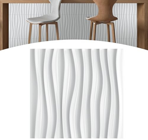 Suusolny 3D Wandpaneele Hochsteifes PVC Dekoren Deckenpaneele Wandverkleidung Wanddeko Wasserfest Paneele Wand 6m², 24 Stück - Fließend Weiß