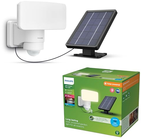 PHILIPS Tylus UltraEfficient Outdoor Solar Security Light with Sensor, 5000K, 1000/50lm, White​