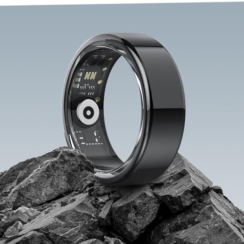 DEKELIFE Bague Connectée Homme Femme, Smart Ring Surveillance Sommeil/Fréquence Cardiaque/SpO2, 100+ Modes Sportifs IP68 Étanche Smartrings Trackers d'Activité Podomètre Android iOS, Taille 14, Noir