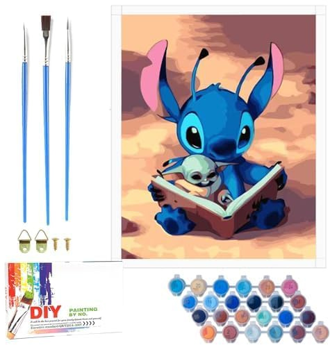 QDUODUO Pintar por Números para Adultos, Principiantes y Adolescentes, Gran Juego de Pintura de Dibujos Animados de 40x50cm con Lienzo, Pinceles y Pigmento Acrílico, Kit de Manualidades DIY para