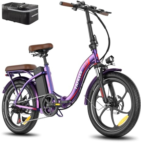 Fafrees 2025 F20 Pro Bicicleta eléctrica para hombre 18 Ah / 22,5 Ah 36 V batería [oficial] Fatbike bicicleta plegable 20 pulgadas, bicicleta eléctrica 250 W, Fat Bike Ebike 140 kg (púrpura, batería
