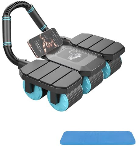 Automatische Rebound-Bauchroller & 6-Wheel Stability, Bauchmuskel-Trainingsrad für Core Training, 150KG Heavy Duty Core Trainer, mit Telefonhalterung