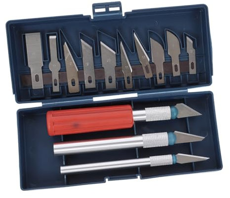 HOMSFOU 13pezzi Coltello Da Intaglio Strumento Per Riparazione Modelli Incisione Set Affilatura Precisa Legno Cartone Plastica Colore Blu