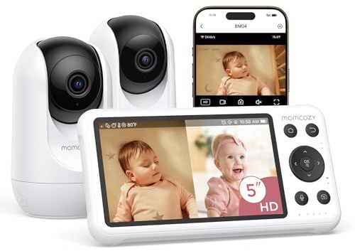 Momcozy Smart WiFi Baby Monitor, Motion & Cry Detection, Safe Fence, Clear Night Vision, 2-Way Talk, Photo & Video Recording, BM04