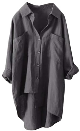 Chemisiers Et Blouses Femme Grande Taille, Chemise Lin Femme Manches Longues Chemisier Outdoor Blouse Protection Solaire Haut Respirant Top Ample Vêtements Décontractés Chemise Xxxxxl Blouse