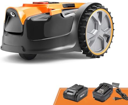 Lawnmaster OcuMow®16 Robot Tondeuse sans Fil pour Tondeuse à Gazon autopropulsée jusqu'à 80 ㎡ avec Batterie 2Ah Modèle Compact pour débutant sans câble de délimitation