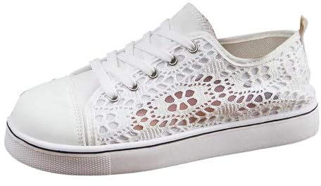 MODSGUE Scarpe da sposa in pizzo, scarpe da donna piatte Dirndl, in pizzo, traspiranti, per costume tradizionale bavarese, per Oktoberfest, eleganti scarpe da sposa ricamate, comode scarpe sportive