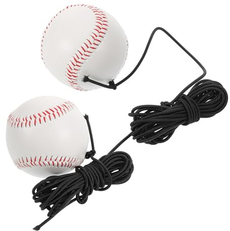 SUPVOX 2 Pièces Set de Bandes de Résistance Baseball avec Balle Dure et Corde Élastique de Entraîneur de Frappe Portable pour Garçon Fille et Adultes Renforcement du Bras et Amélioration
