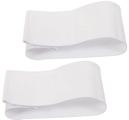 SECFOU Brazalete Capitan Futbol de Nailon Blanco, Ajustable y Elástico, Superficie en Blanco para Bricolaje, 2 Piezas para Deportes de Equipo y Baloncesto