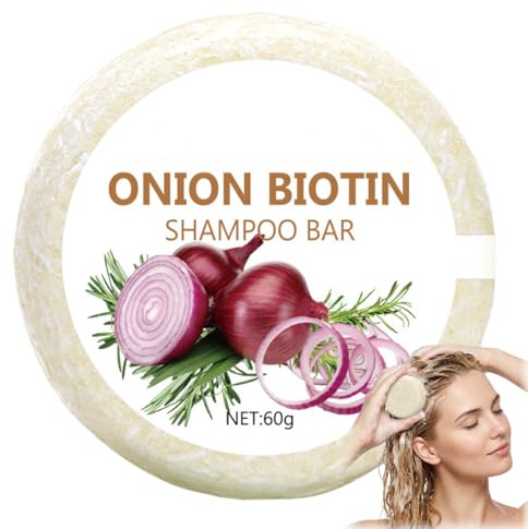 TRMPLX Oignon Shampooing Savon 60g,Onion Biotin Shampoo Bar,Mousse Douce Contrôle Frisottis Conditionneur,Hydratant Oignons Shampooing Savons Barres - Purifiant Nourrissant Adultes Hommes Femmes(I)