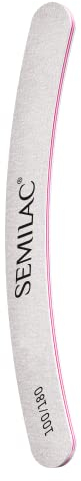 Semilac Banane Feile 100/180 Nagelfeilen mit Gebogener Form Doppelseitige Feilen mit mittlerer Kornabstufung 100/180 Nagelfeilen für natürliche Nägel und Gelnägel Perfekt für Maniküre und Pediküre