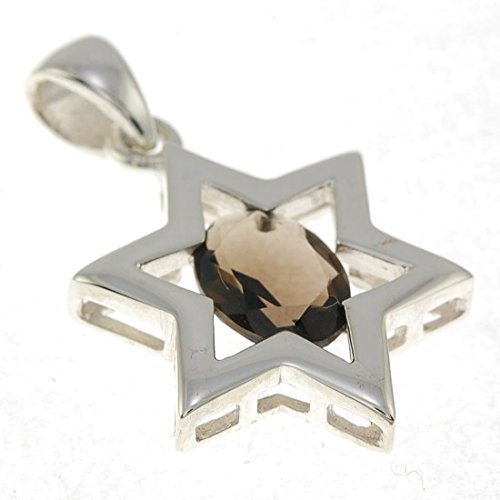Davidstern-Anhänger in braunen Kristallen mit 925 Sterling Silber Halskette