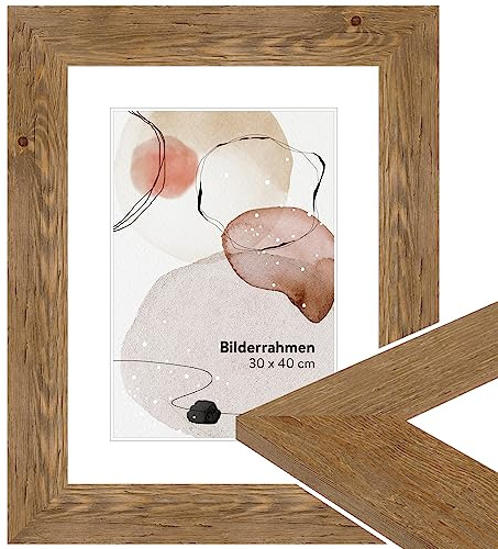 WANDStyle Bilderrahmen 50x70 Eiche, Landhausstil Bilderrahmen Holz, hochwertiger Holzbilderrahmen, Posterrahmen zum Aufhängen, Rahmen 70x50 cm, Fotorahmen H780 - Made in Germany