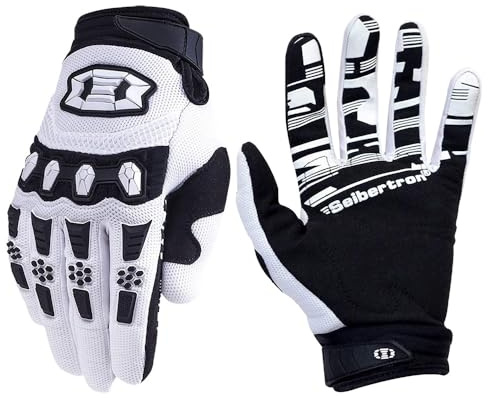 Seibertron Youth BMX MX ATV MTB Racing Mountain Bike Bicycle Cycling Off-road/Dirt bike Gloves Road Racing Motorcycle Motocross Sports Gloves Touch Recognition Full Finger Glove White S