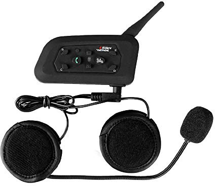 QSPORTPEAK V6 motorcykel Bluetooth-hjälm intercom interphone interphone intercom, helduplex motorcykel för trådlösa motorcyklar för upp till 6 förare, GPS/MP4/1200 m (hård kabel, 1-pack)