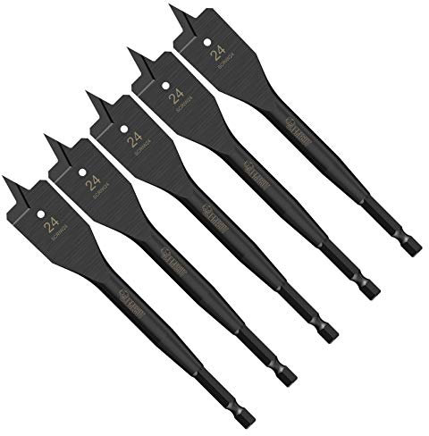 5 x SabreCut SCRIW24_5 24mm x 152mm Impact Rated Flat Wood Spade Bits for Softwood Hardwood Chipboard