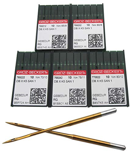 Groz Beckert nadeln - Groz Beckert DBXK5 GEBEDUR Titanium Industriell Stickmaschinennadeln 8# 9# 10# 11# 12#, 50 Stück