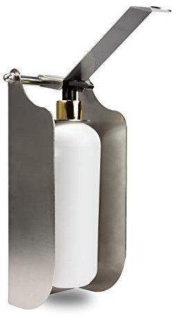 Urhome 500ml Desinfektionsspender mit Wandbefestigung in Silber - Wandmontage Desinfektionsmittelspender Wandspender mit Leerflasche für Desinfektionsmittel Flüssigseife