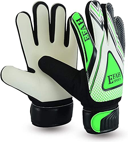 EFAH SPORTS Torwarthandschuhe für Kinder Jungen & Mädchen Fußballhandschuhe für Junioren mit extra Grip & Rutschfester Handfläche (Black/Green, Size 6 Suitable for 13 to 15 Years Old, Beidhändig)
