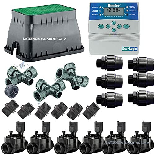 Suinga KIT RIEGO AUTOMATICO 6 Zonas de riego para riego electrico. Conjunto de Temporizador + Electroválvulas + Accesorios de instalación