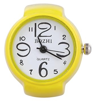 Unisex Fashion Watch Ring Mini Analog Finger Ring Watch with Stretch Elastic Band Comfortable Fit Unique -Shaped Design Gift for Kids and Friends