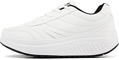 JOMIX Zapatillas Deportivas Hombre Basculantes Zapatos Mecedores Cómodos Adelgazar Caminata Jogging Fitness, 02 Blanco, 43 EU