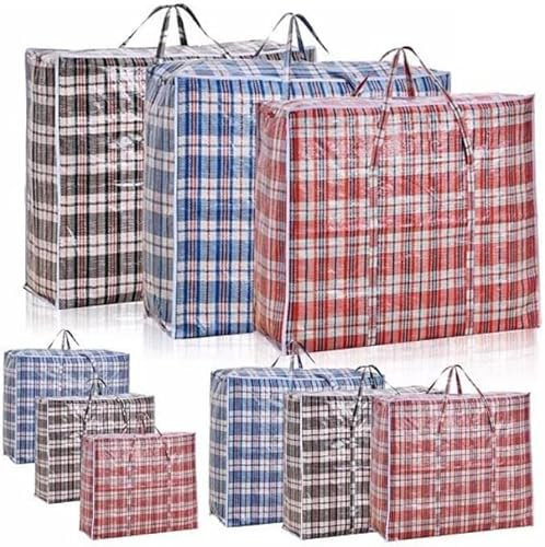 Bargain Factory Large Storage Laundry Bags - 10 Pack, Zipped Plastic Travel and Washing (60x60 cm)