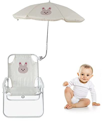 Strandklappstuhl, Kinder Campingstühle Metallstütze für Reisen (Hase mit Regenschirm)