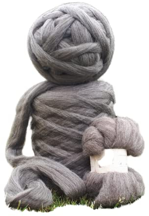 Chunky Wolle grau/dicke Wolle/Grobstrickdecke stricken/Fingerstricken/DIY Projekt (500g grau)
