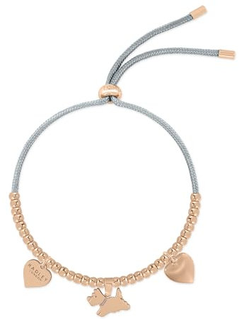 RADLEY Women's Friendship Lane 18ct Rose Gold Plated Jumping Dog & Heart Charm Cord Bracelet RYJ3354S