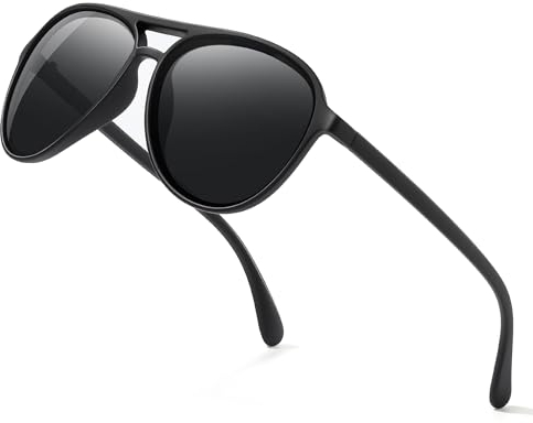 Wrimen Polarisiert-Sonnenbrille-Herren-Damen-Sonnenbrillen-UV400 Unisex Schwarz Polarisierte Brille Metallrahmen Retro Klassisch für Angeln Trekking Radfahren