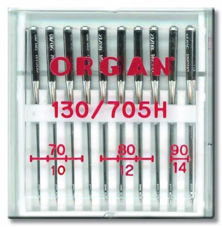 Organ, aghi universali per macchina da cucire, in pelle, elasticizzato, Microtex Quilting Embroidery 130/705 H (ago universale, colori assortiti 70-90)