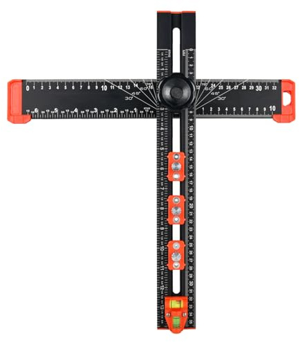 NS juvyig Règle de positionnement de perçage 2 en 1, gabarit de matériel d'armoire (Noir, 38,1 cm)