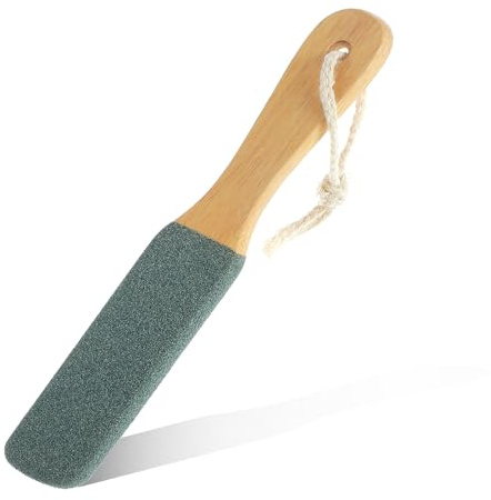 WLLHYF Foot File, Pumice Stone Exfoliating Pedicure Rasp Foot Scrubber with Wooden Handle, Remove Hard Dead Skin Callus Dry Rough Cracked Corn Feet in Shower (Green)