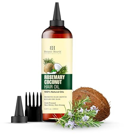 Botanic Hearth Rosemary & Coconut Hair Oil, 200 ml | Rosemary and coconut oils deeply nourish dry hair while reducing frizz and breakage.
