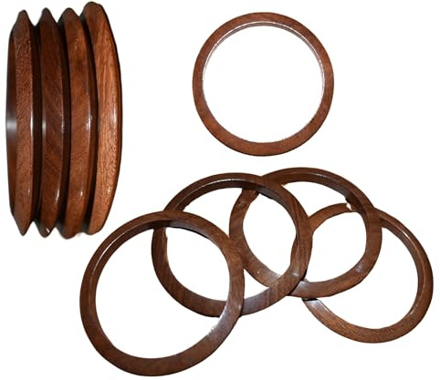 Healthy Floyds 4 Pcs Sardari Natural Brown Handmade Wooden Bangle Set for Women | Traditional Ethnic Wood Churi Bracelet Set