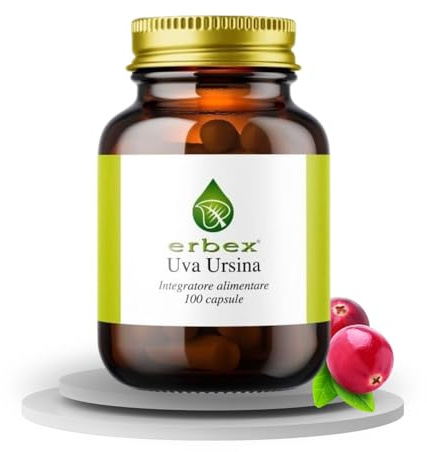Erbex Integratore Uva Ursina 100 Capsule - Salute Vie Urinarie - Drenaggio dei Liquidi - Estratto Naturale