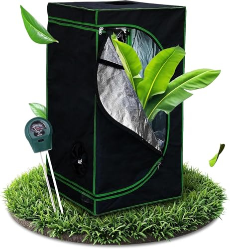 Melko - Growbox 60 x 60 x 220 cm Set con misuratore 3 in 1 - Tenda luminosa e impermeabile in tessuto extra resistente con pellicola interna riflettente - Growtent per colture idroponiche per piante